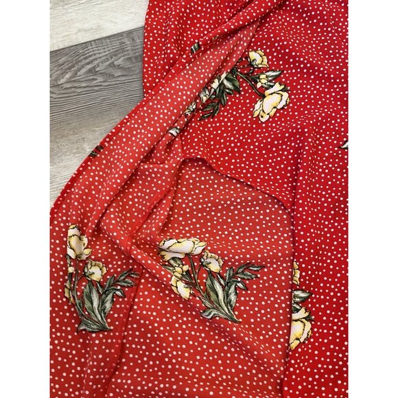 Socialite Wrap Jumpsuit w/ leg slits NWT Sz Large, Red White Polka Dot Floral - Picture 5 of 16